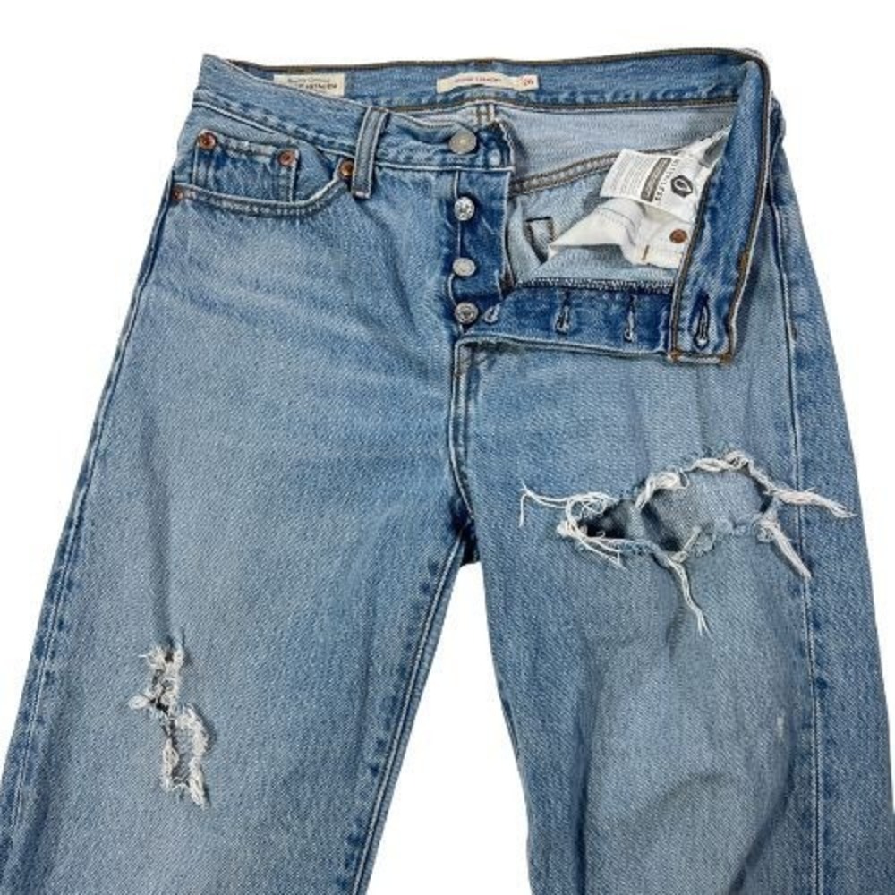 Levis Wedgie Straight Jeans Womens 26 Mid Rise Premium Denim Big E Distressed